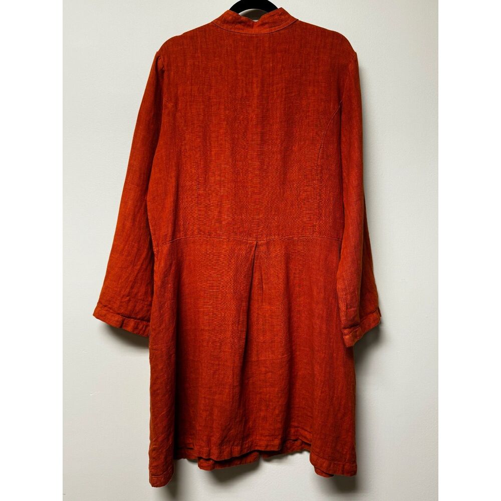 BRYN WALKER 100% Linen Rust Shirt Dress Pockets Lagenlook, Sz M - Picture 6 of 10